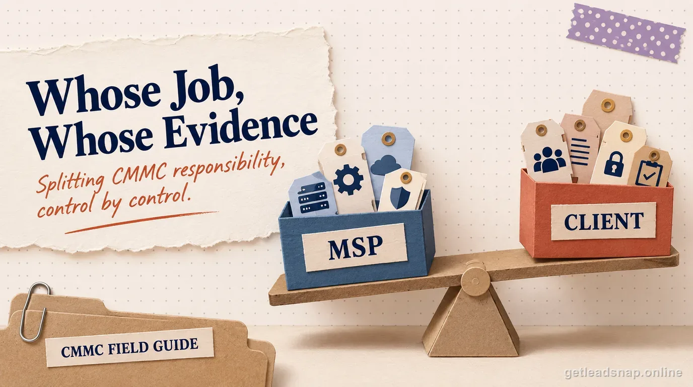 Illustration of a shared responsibility split between an MSP and its client under CMMC