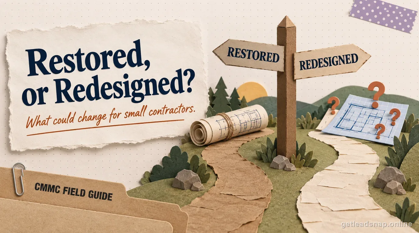 Illustration exploring whether a restructured CMMC Phase II would look different for small contractors if it returns